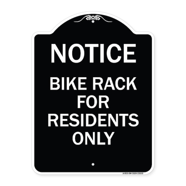 Signmission Bike Rack for Residents Heavy-Gauge Aluminum Architectural Sign, 24" x 18", BW-1824-23530 A-DES-BW-1824-23530 - main